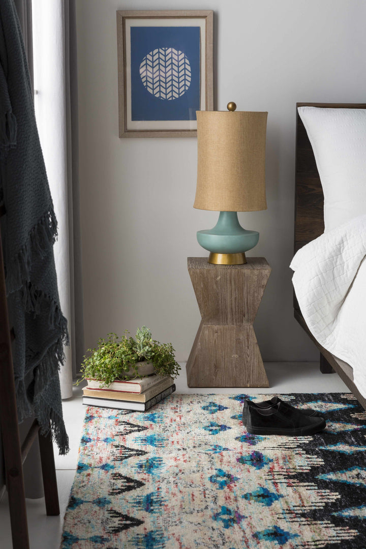 Aringay Aqua Textured Table Lamp – Contemporary Accent Lighting with Linen Shade