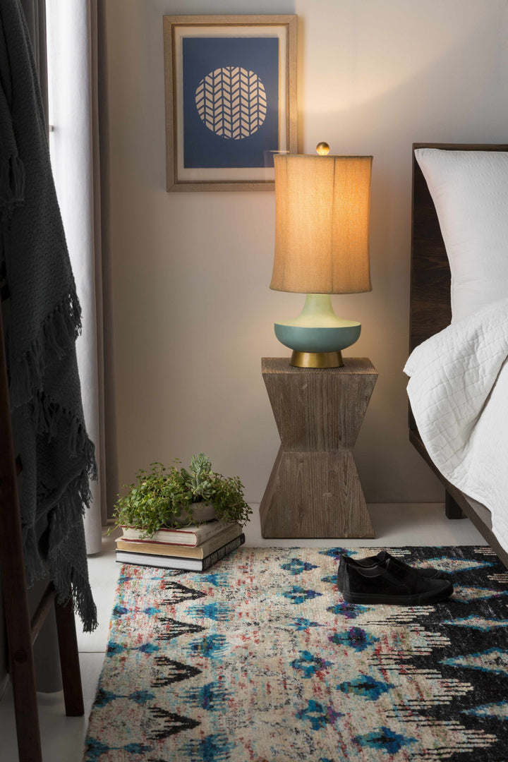 Aringay Aqua Textured Table Lamp – Contemporary Accent Lighting with Linen Shade