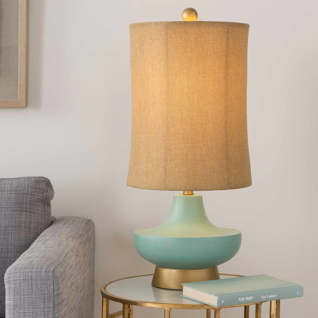 Aringay Aqua Textured Table Lamp – Contemporary Accent Lighting with Linen Shade