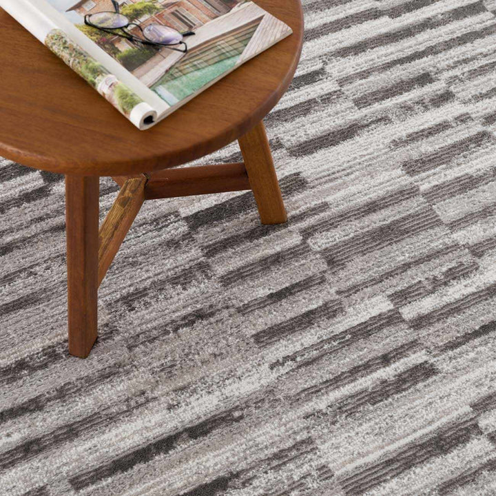 Arissa Modern Stripe Pattern Gray and Silver Rug - The Rug Decor