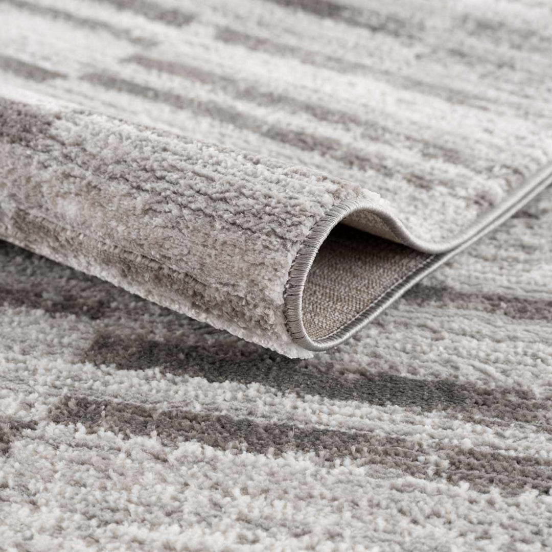 Arissa Modern Stripe Pattern Gray and Silver Rug - The Rug Decor