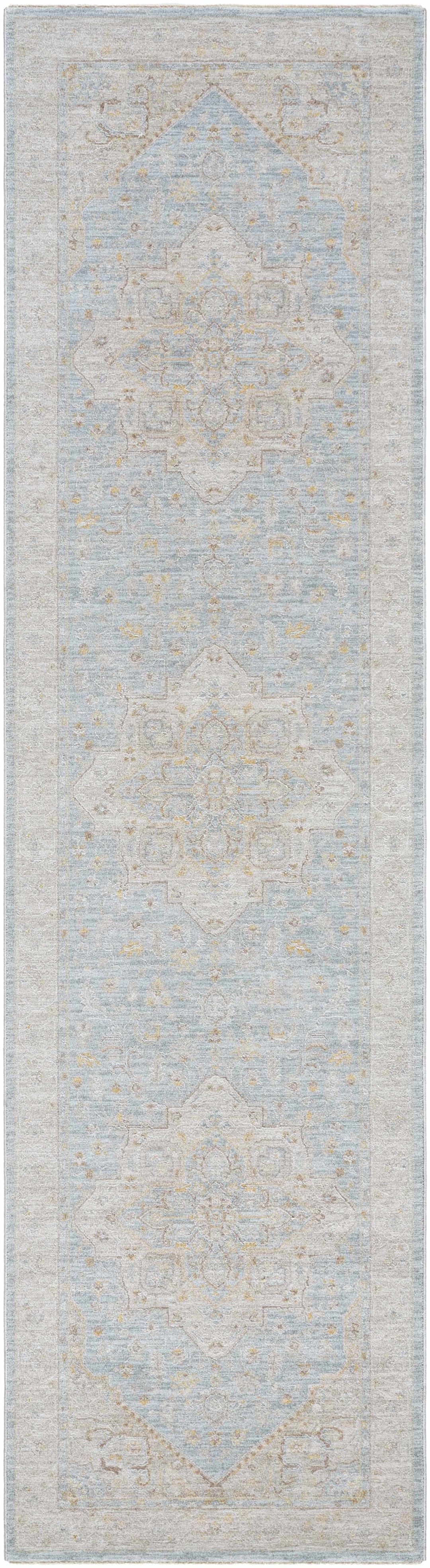 Arjun Traditional Medallion Design Beige And Blue Area Rug