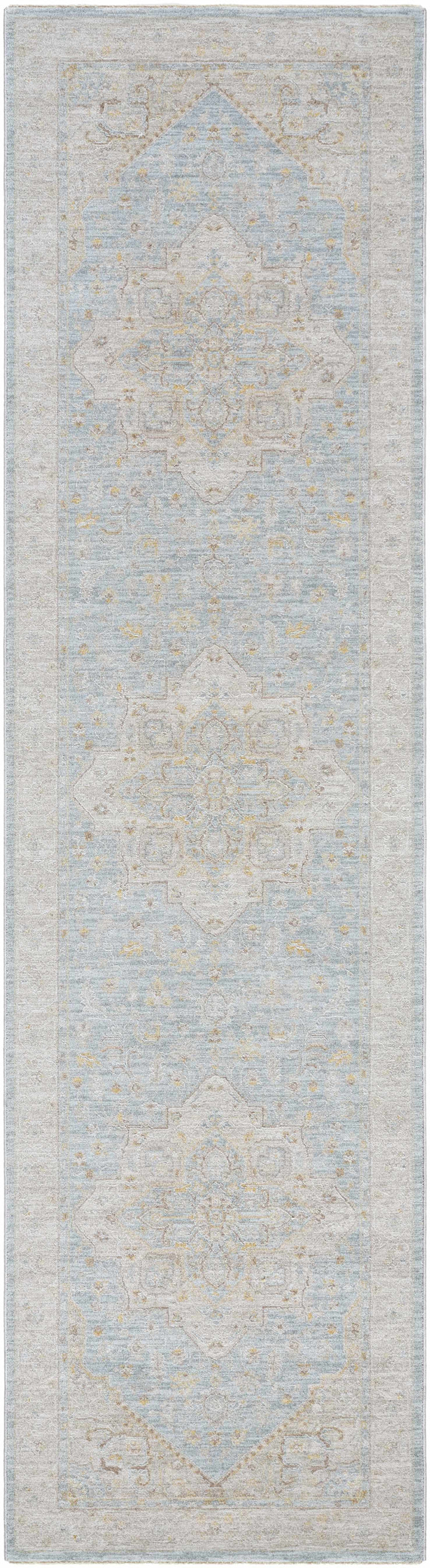 Arjun Traditional Medallion Design Beige And Blue Area Rug