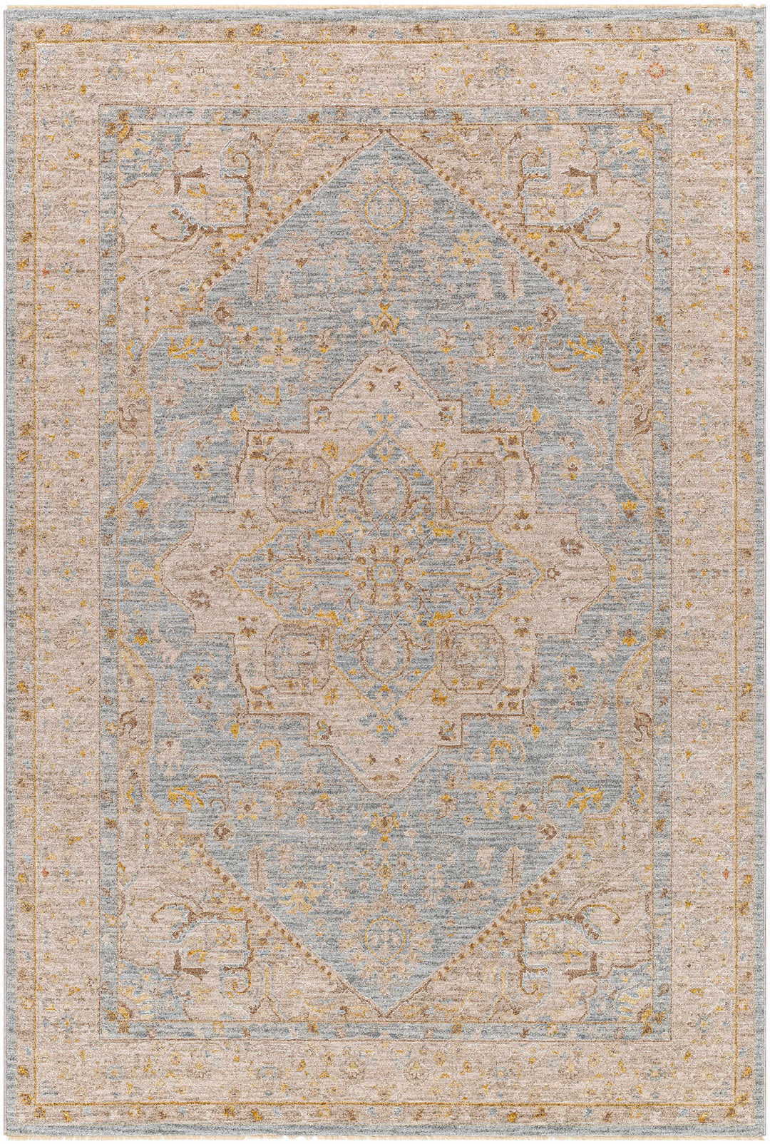 Arjun Traditional Medallion Design Beige And Blue Area Rug