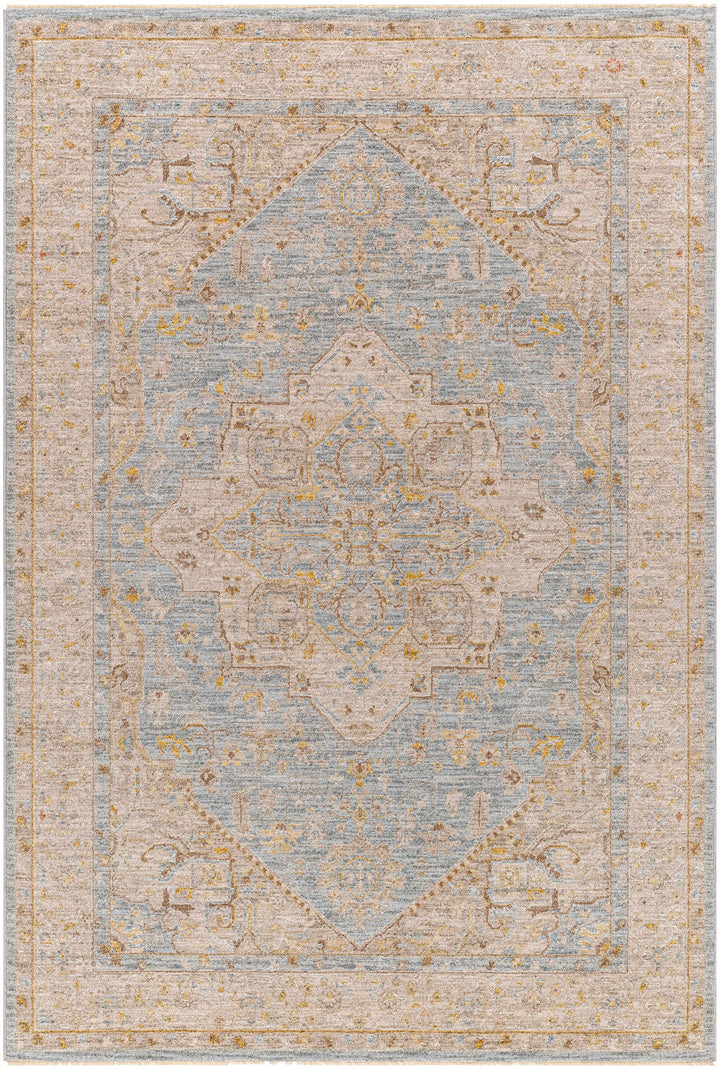 Arjun Traditional Medallion Design Beige And Blue Area Rug