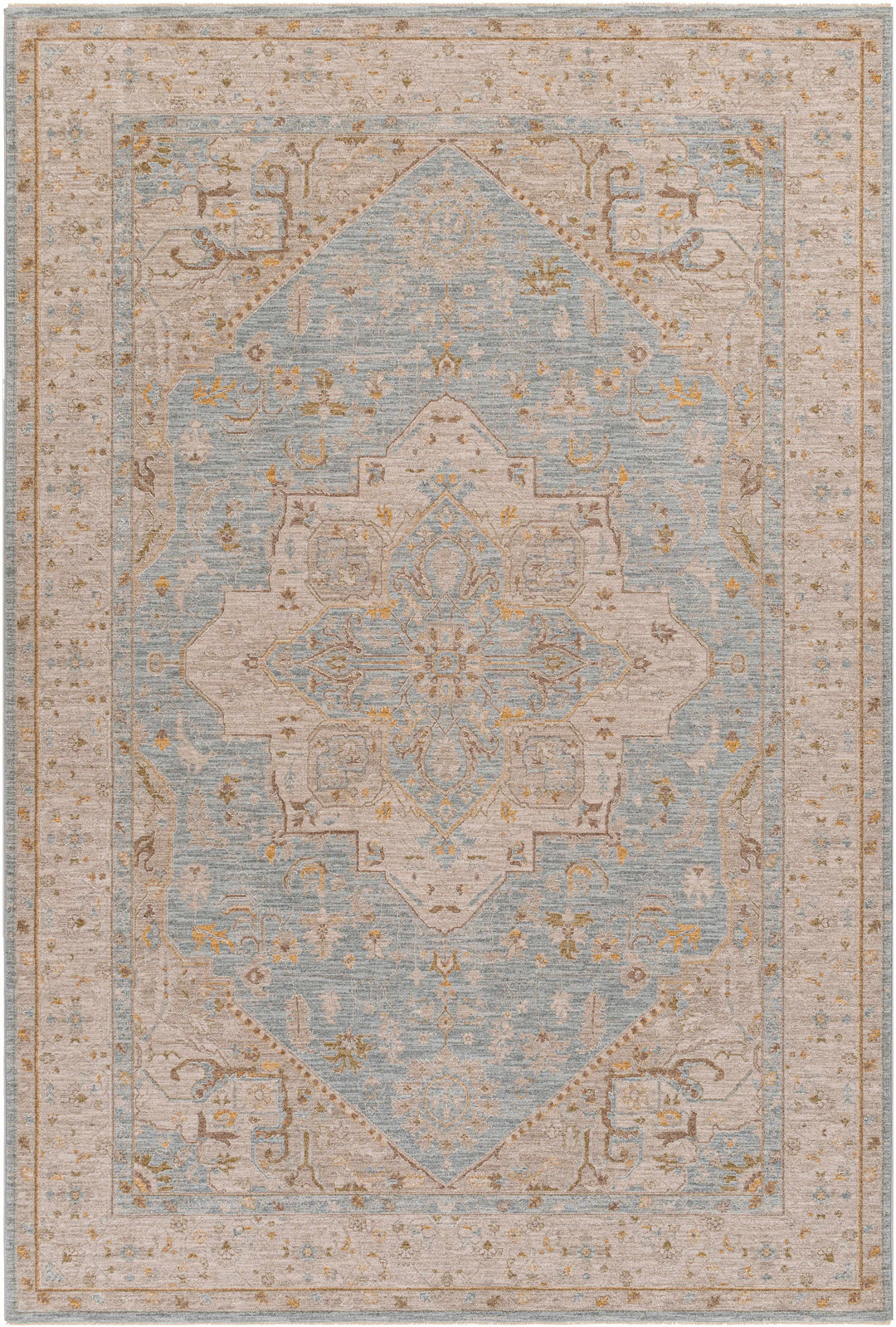 Arjun Traditional Medallion Design Beige And Blue Area Rug
