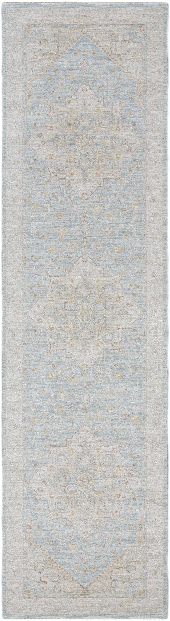 Arjun Traditional Medallion Design Beige And Blue Area Rug - The Rug Decor