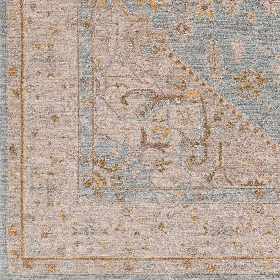 Arjun Traditional Medallion Design Beige And Blue Area Rug - The Rug Decor