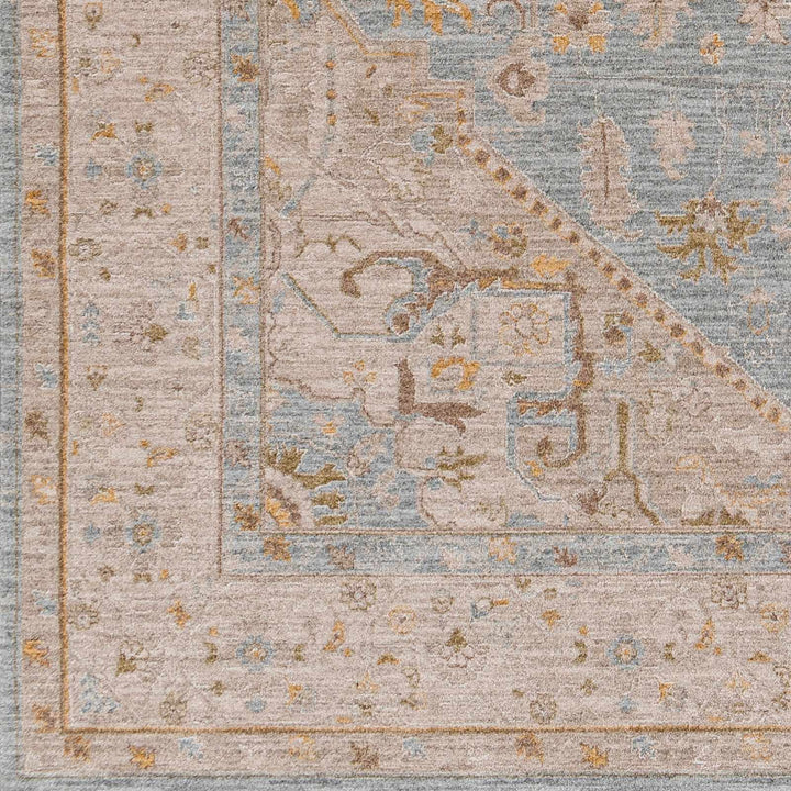 Arjun Traditional Medallion Design Beige And Blue Area Rug - The Rug Decor