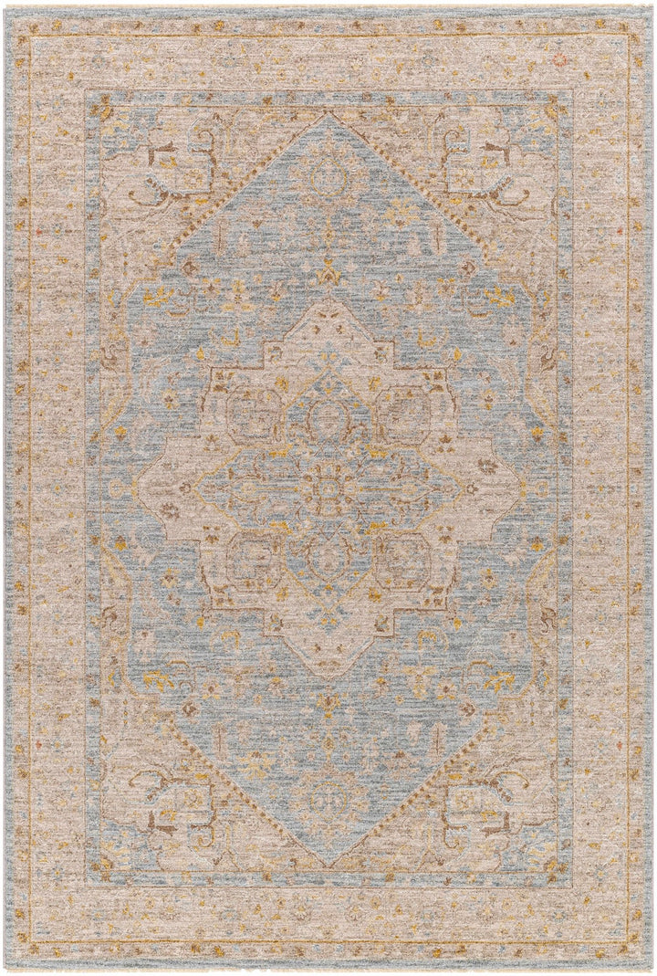 Arjun Traditional Medallion Design Beige And Blue Area Rug - The Rug Decor