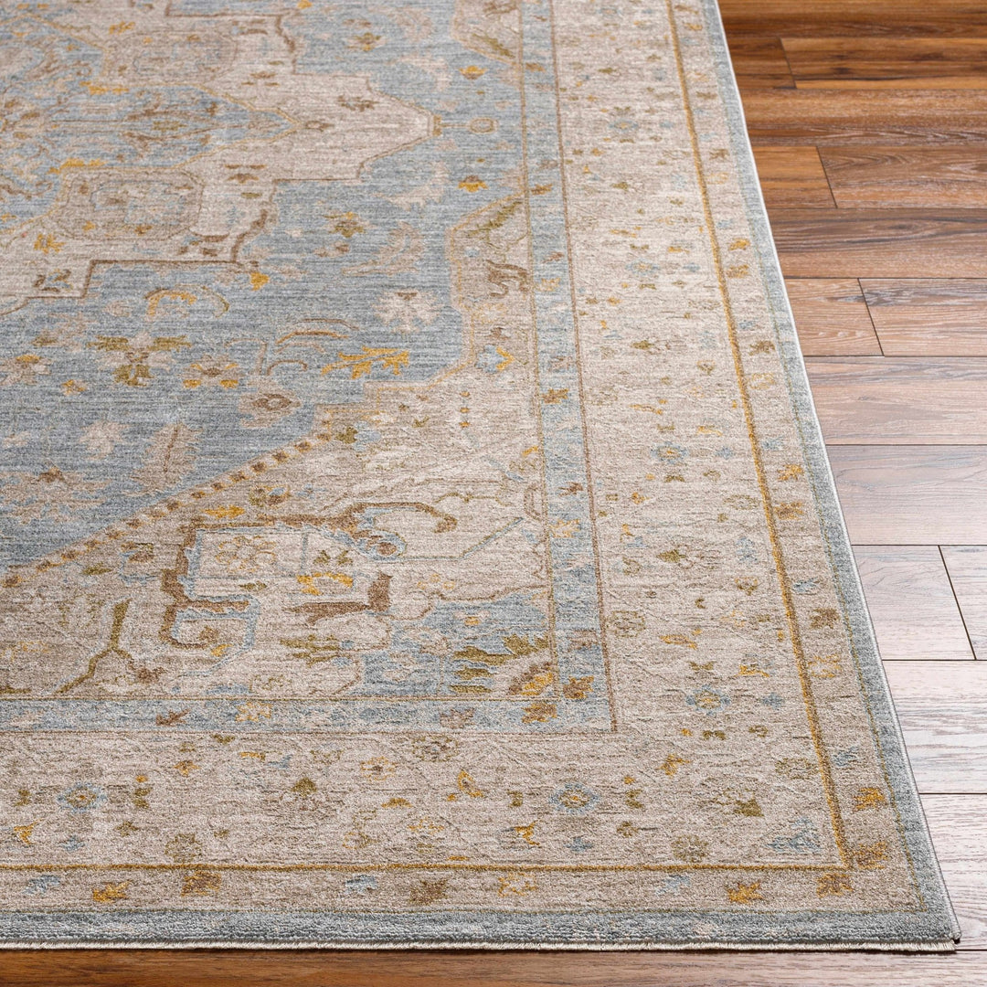 Arjun Traditional Medallion Design Beige And Blue Area Rug - The Rug Decor