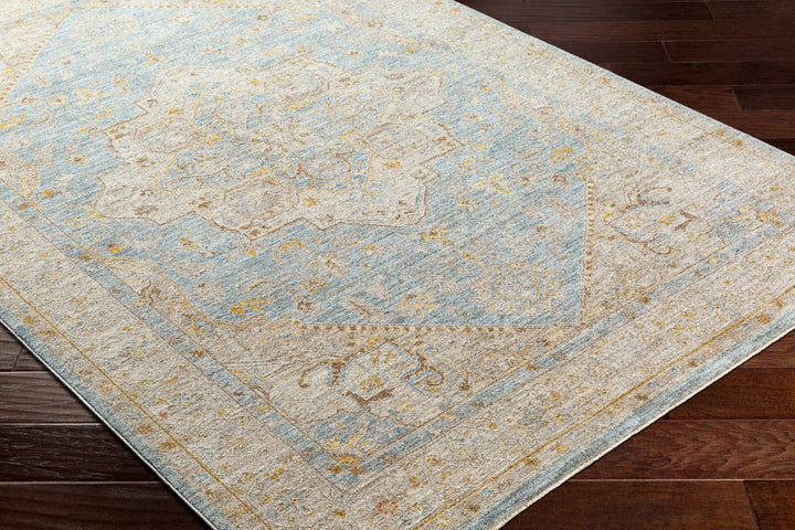 Arjun Traditional Medallion Design Beige And Blue Area Rug - The Rug Decor