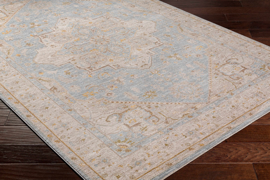 Arjun Traditional Medallion Design Beige And Blue Area Rug - The Rug Decor