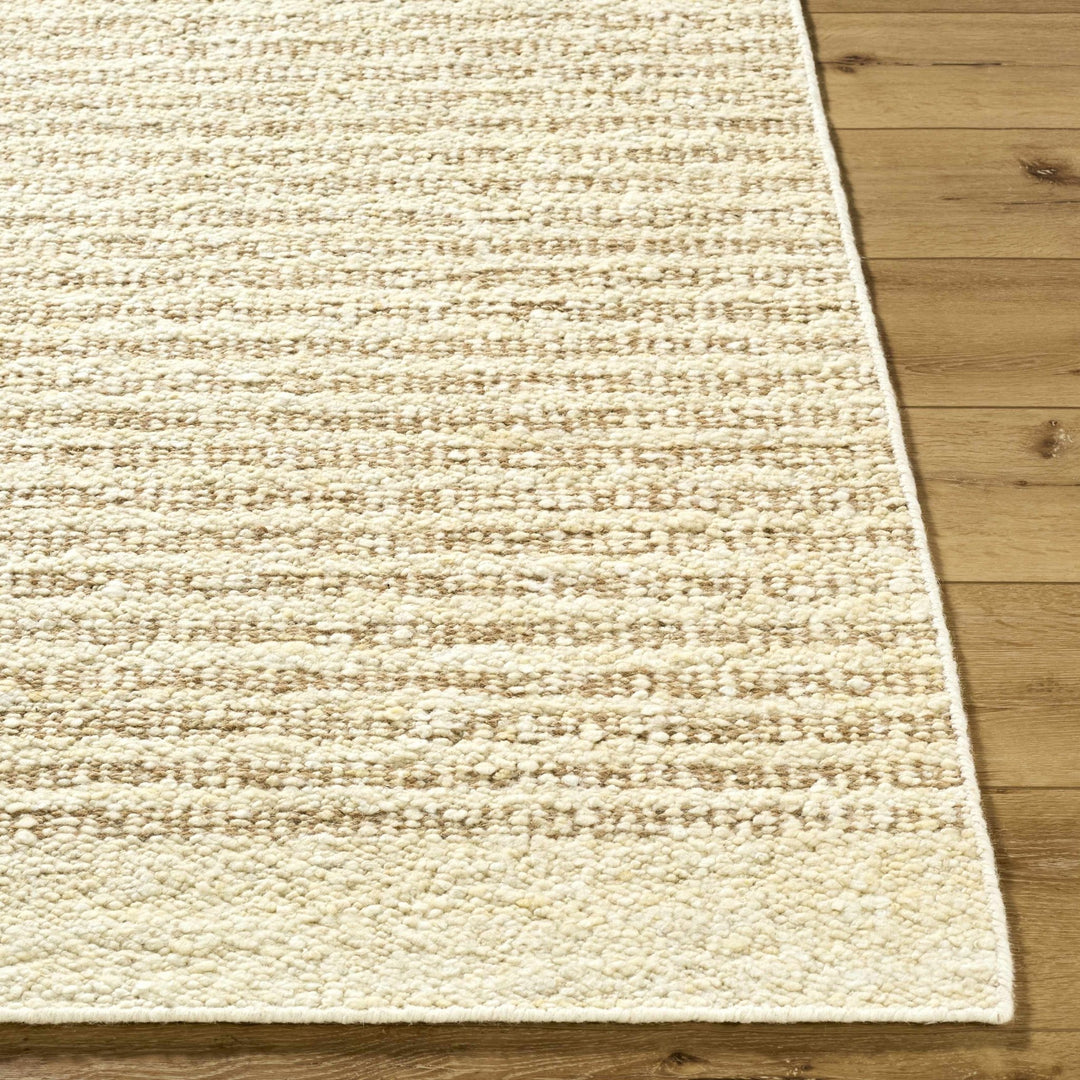 Arlais Hand Woven Striped Ivory And Beige Rug - The Rug Decor