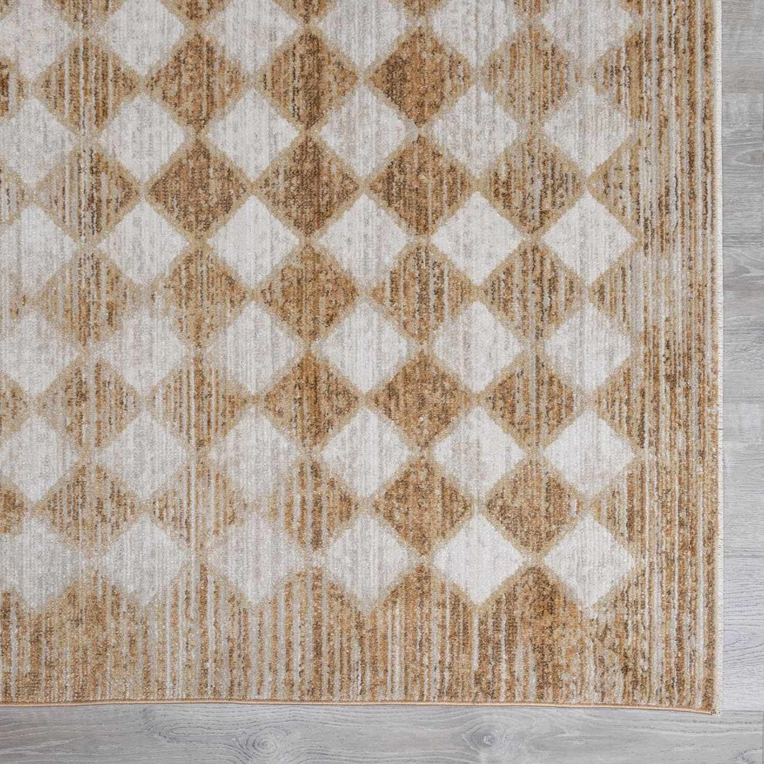 Arleta Modern Geometrical Brown And Ivory Area Rug - The Rug Decor
