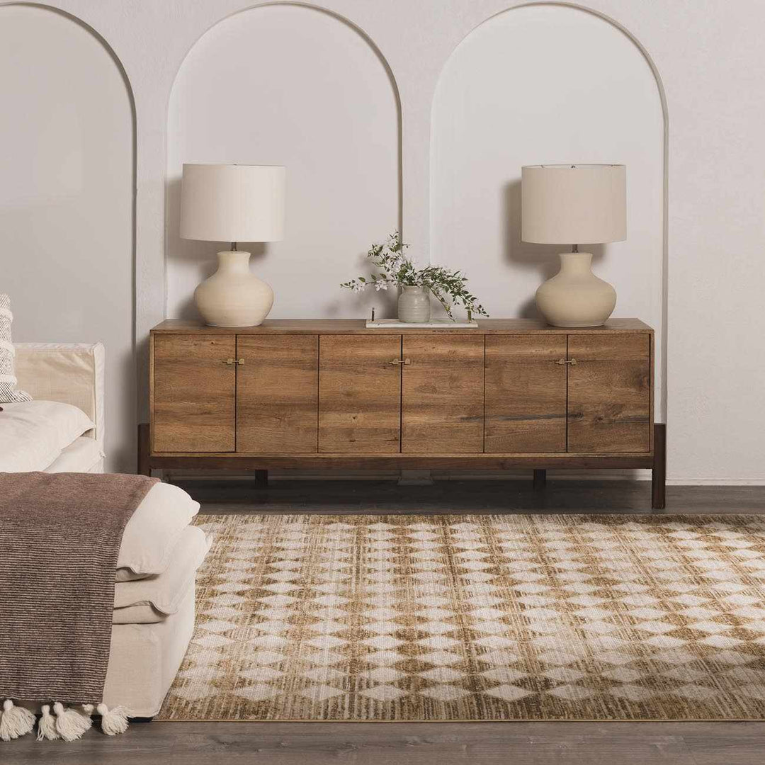 Arleta Modern Geometrical Brown And Ivory Area Rug - The Rug Decor