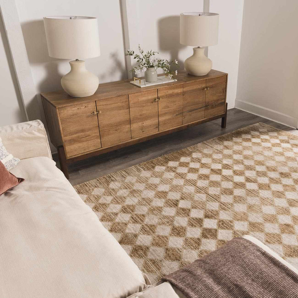 Arleta Modern Geometrical Brown And Ivory Area Rug - The Rug Decor