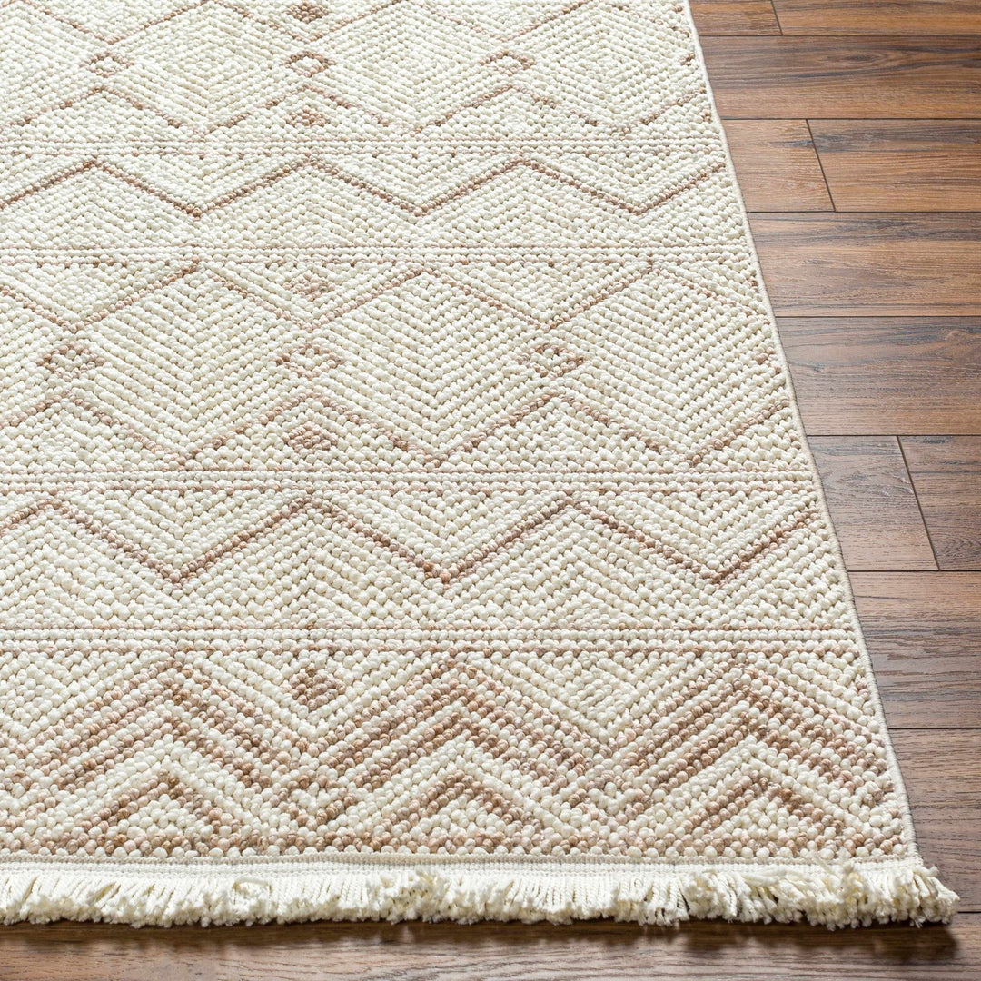 Armen Contemporary Geometrical Ivory And Beige Area Rug - The Rug Decor