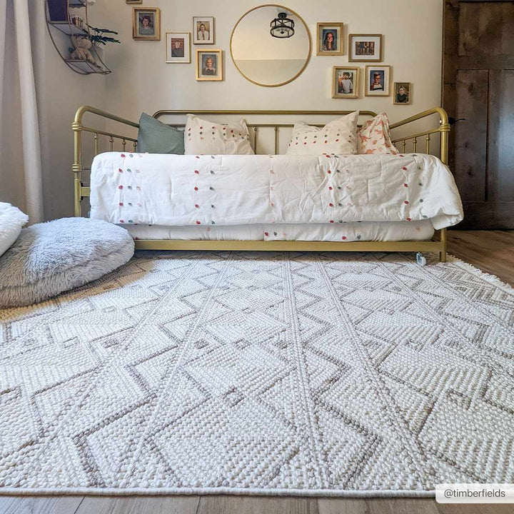 Armen Contemporary Geometrical Ivory And Beige Area Rug - The Rug Decor
