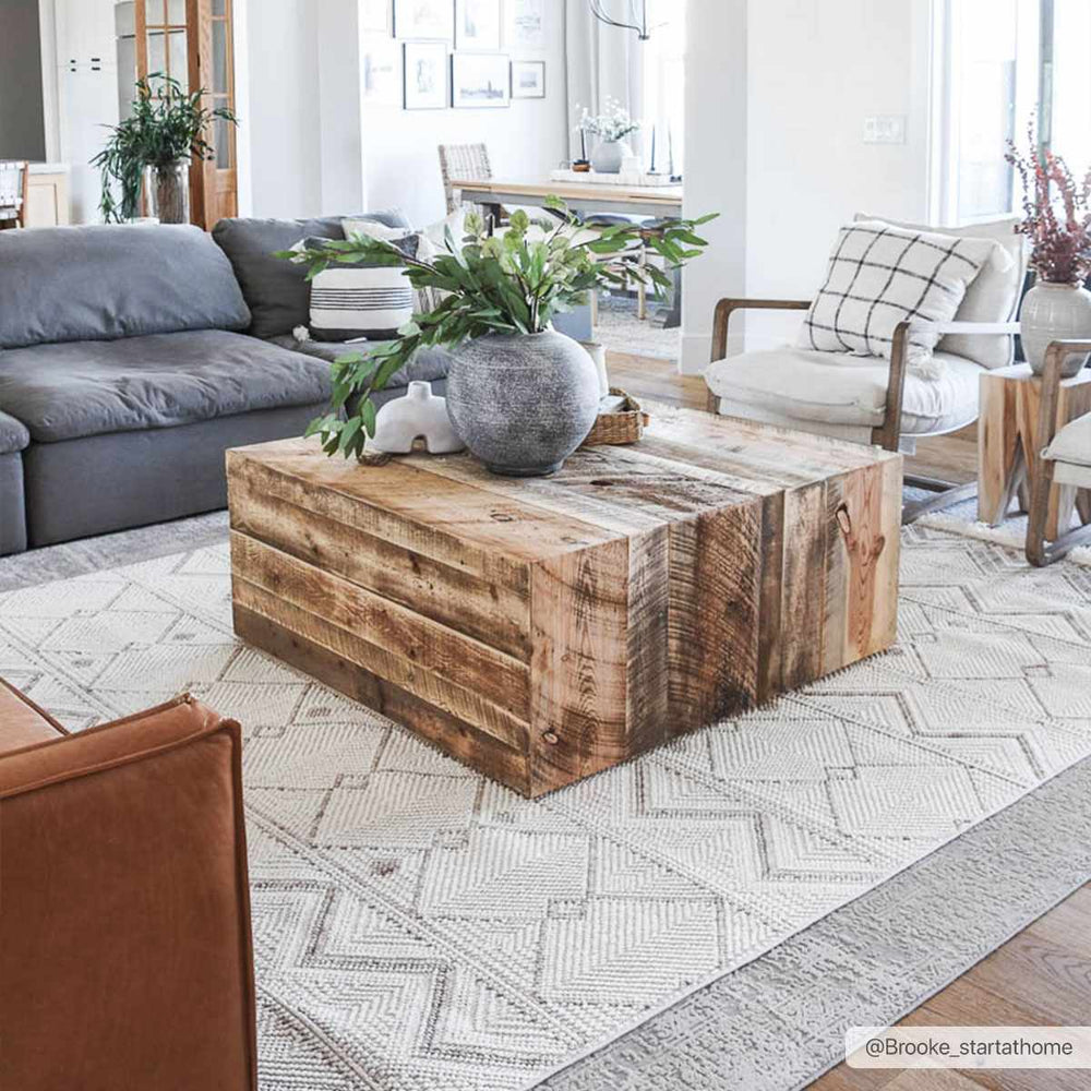 Armen Contemporary Geometrical Ivory And Beige Area Rug - The Rug Decor