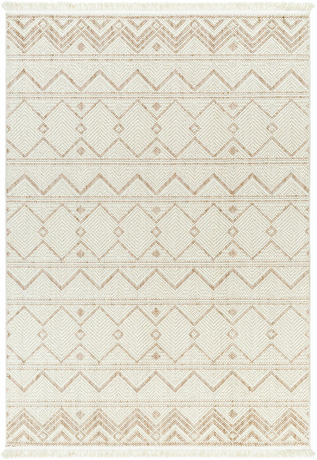 Armen Contemporary Geometrical Ivory And Beige Area Rug - The Rug Decor