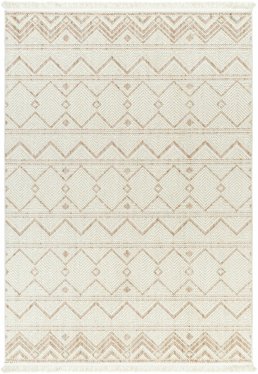 Armen Contemporary Geometrical Ivory And Beige Area Rug - The Rug Decor