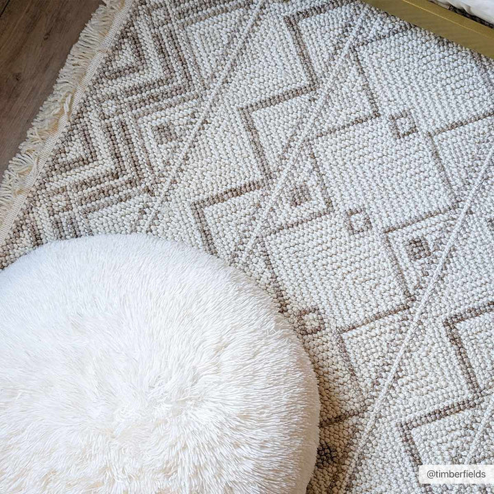 Armen Contemporary Geometrical Ivory And Beige Area Rug - The Rug Decor