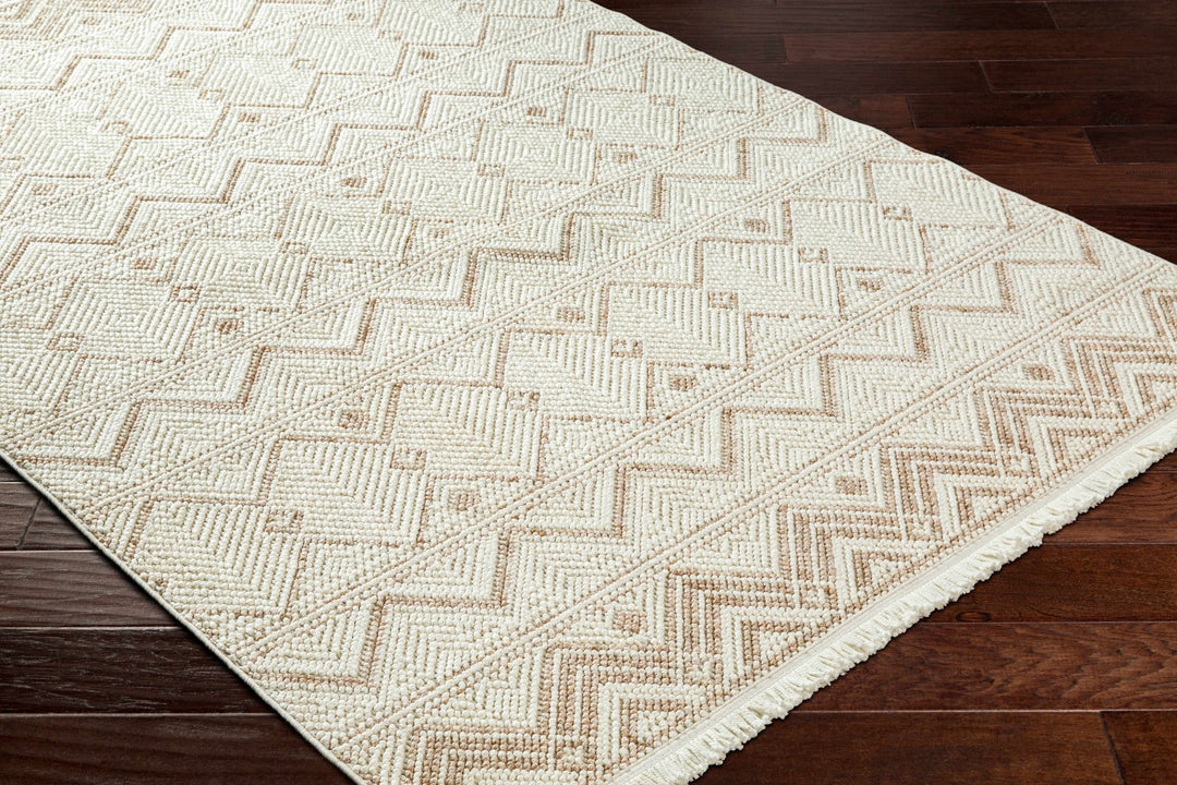 Armen Contemporary Geometrical Ivory And Beige Area Rug - The Rug Decor