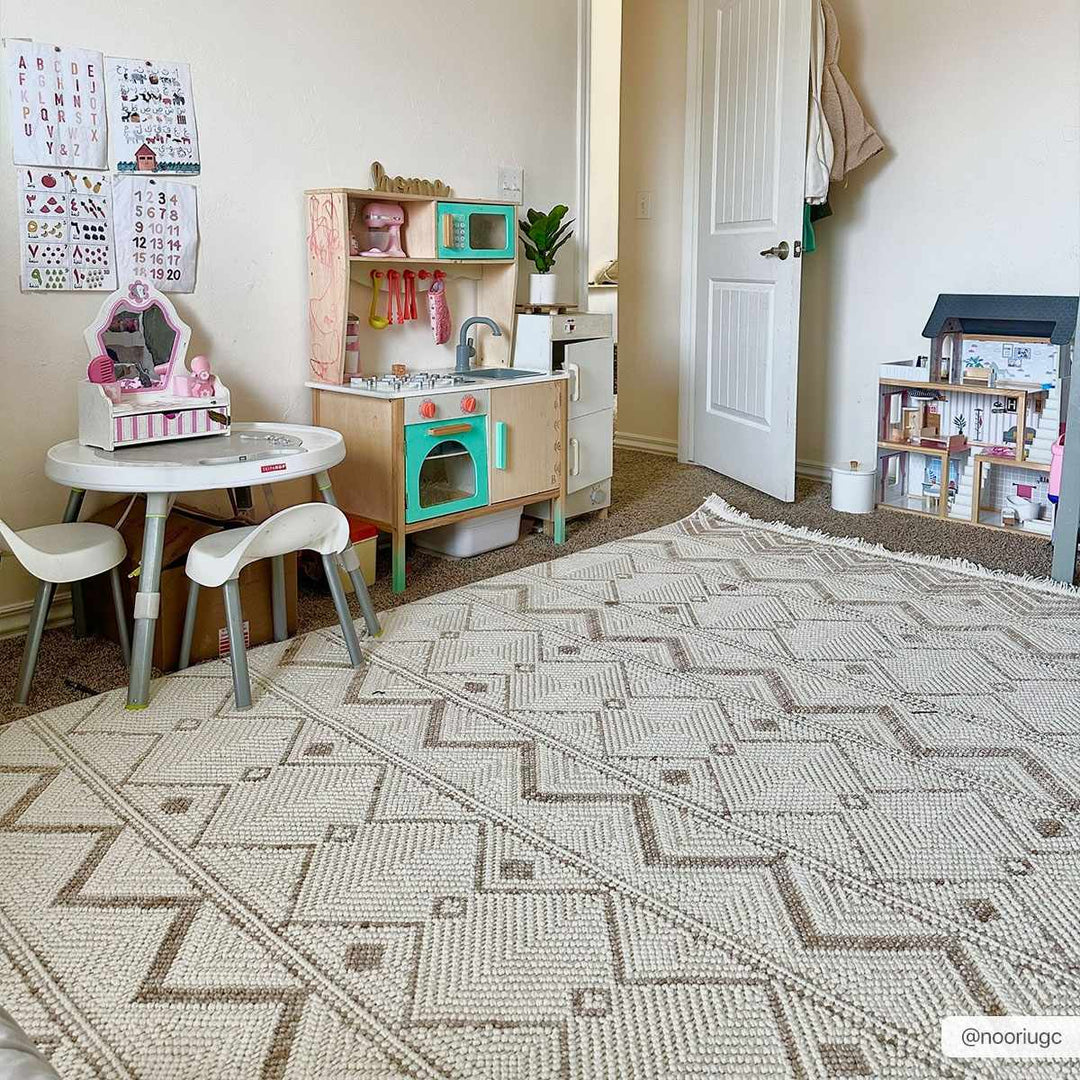 Armen Contemporary Geometrical Ivory And Beige Area Rug - The Rug Decor