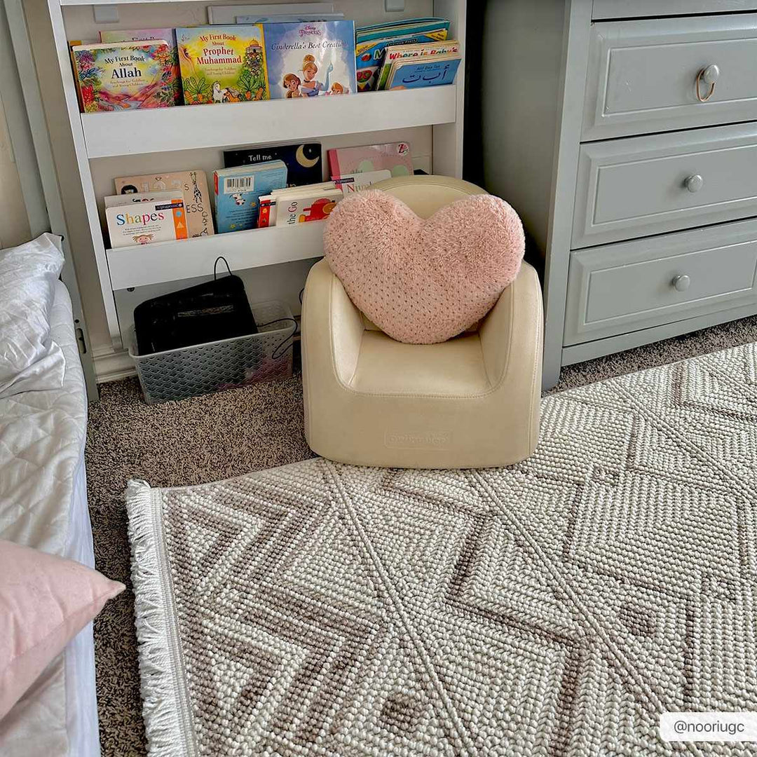 Armen Contemporary Geometrical Ivory And Beige Area Rug - The Rug Decor