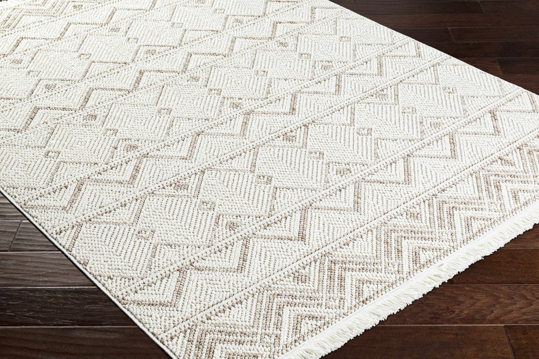 Armen Contemporary Geometrical Ivory And Beige Area Rug - The Rug Decor