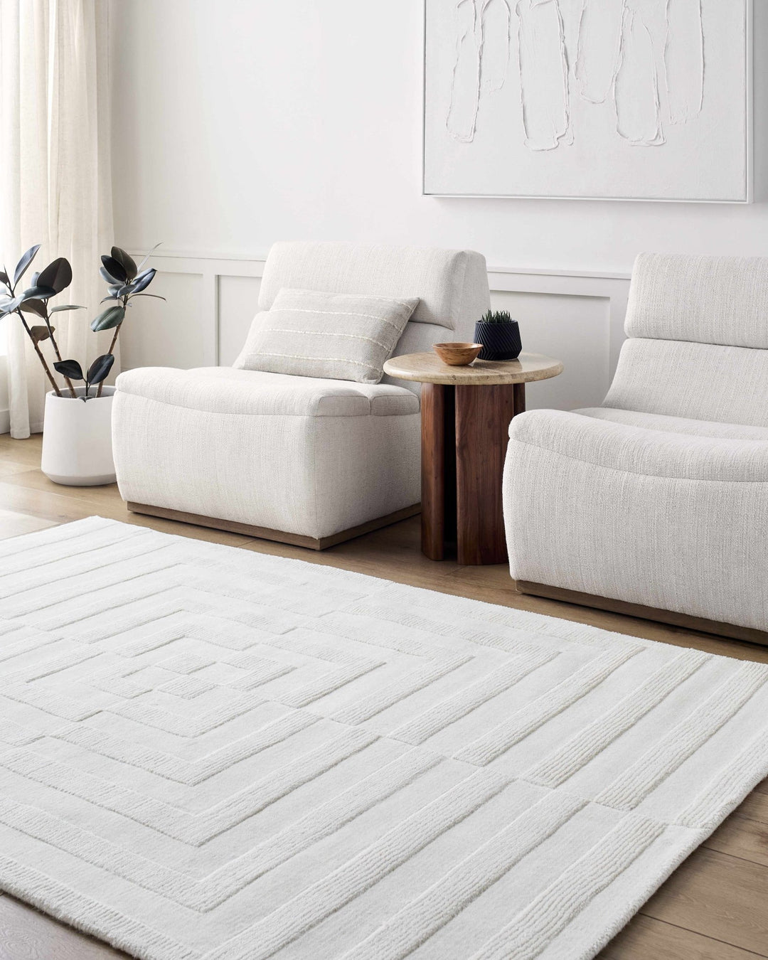 Armina Contemporary Style Ivory Hand Loom Wool Rug - The Rug Decor