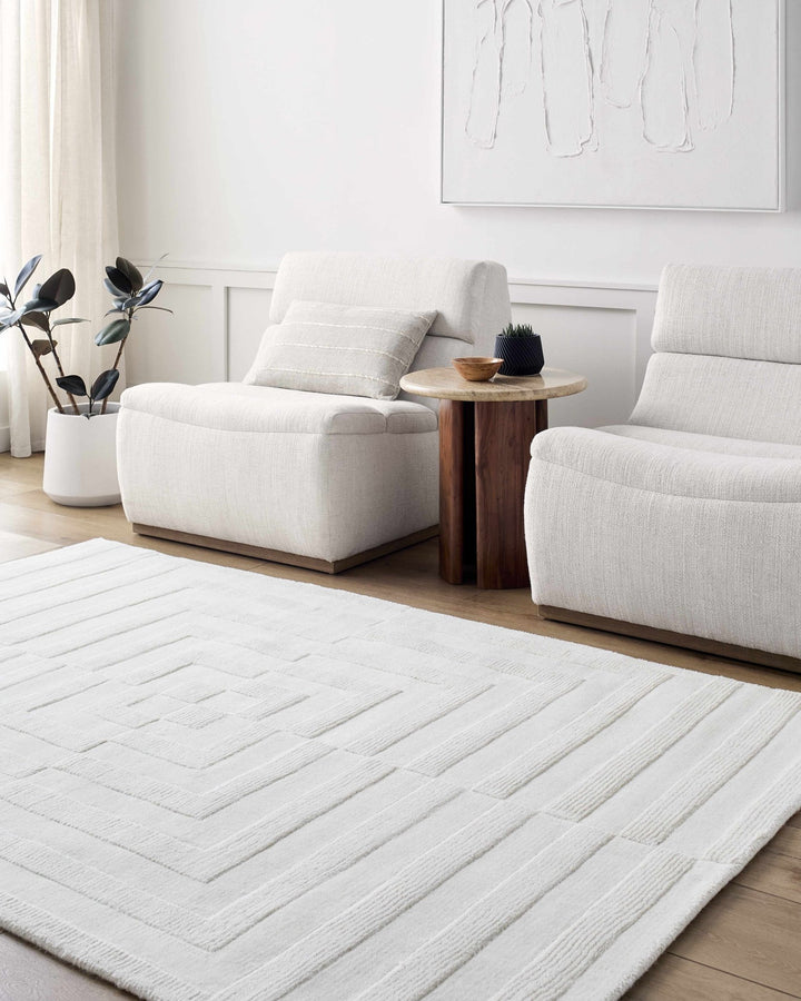 Armina Contemporary Style Ivory Hand Loom Wool Rug - The Rug Decor