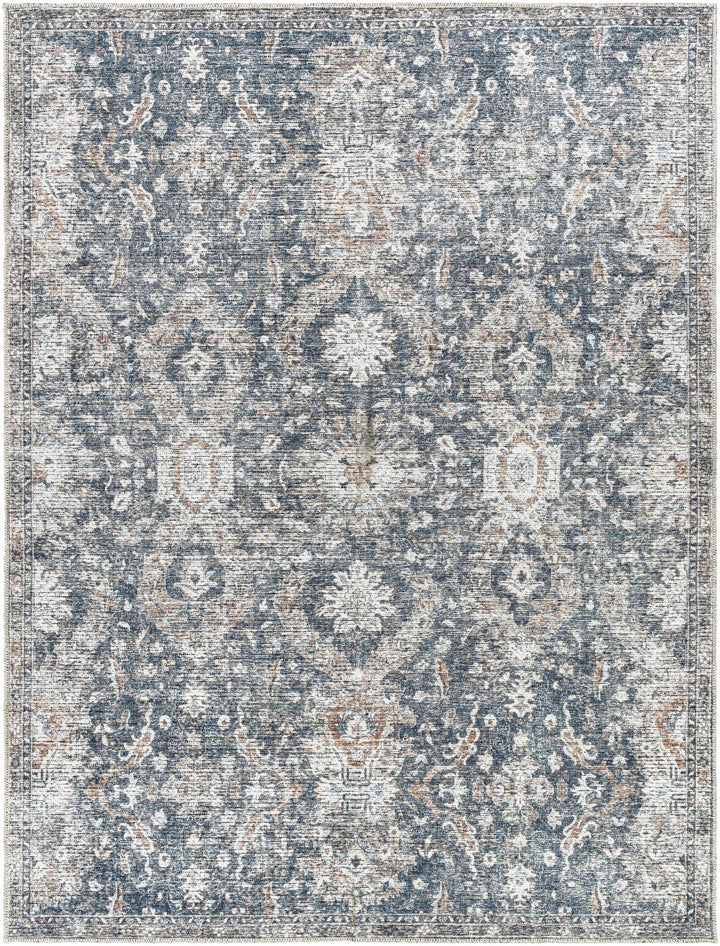 Arnaud Traditional Style Blue And Beige Washable Area Rug - The Rug Decor