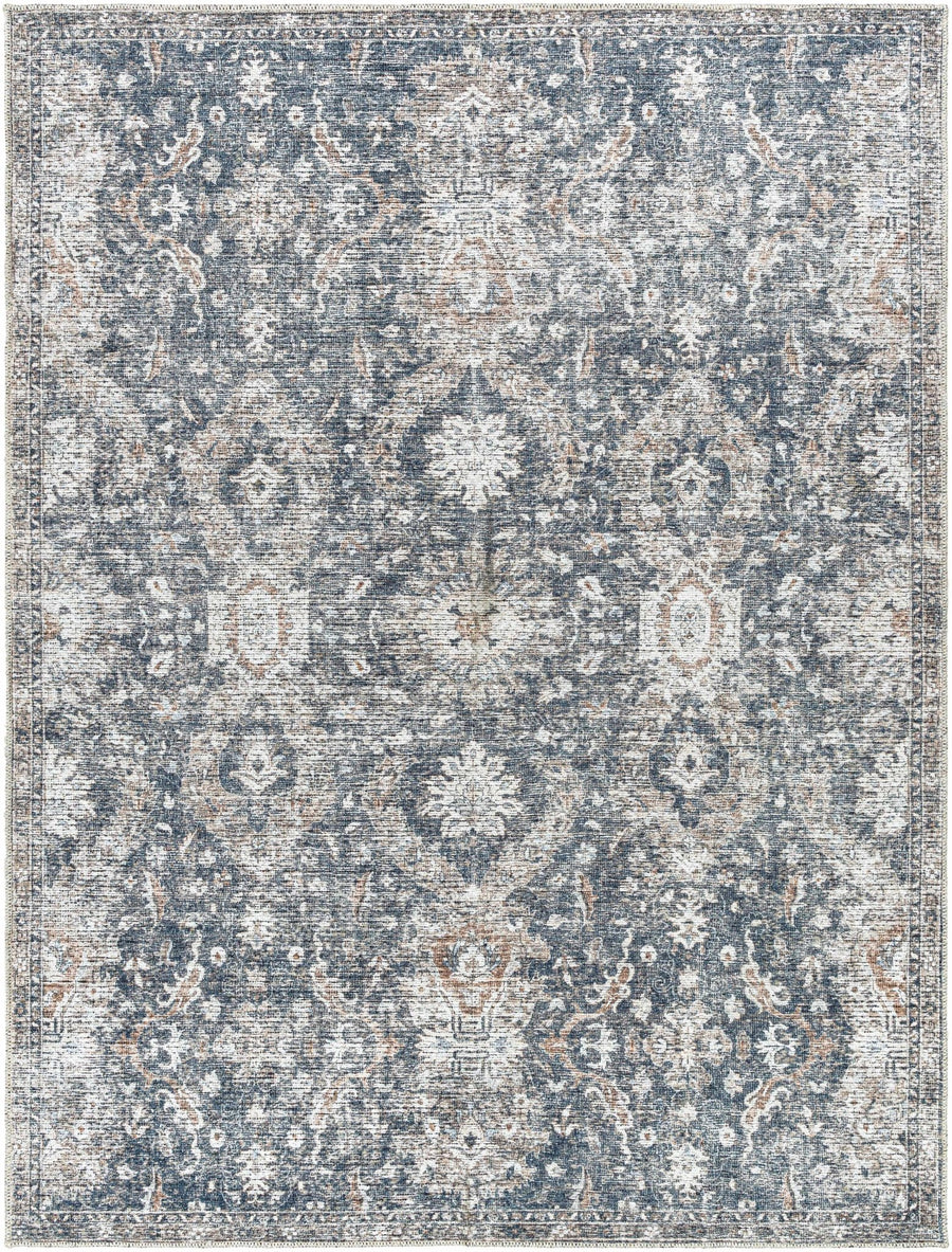 Arnaud Traditional Style Blue And Beige Washable Area Rug - The Rug Decor