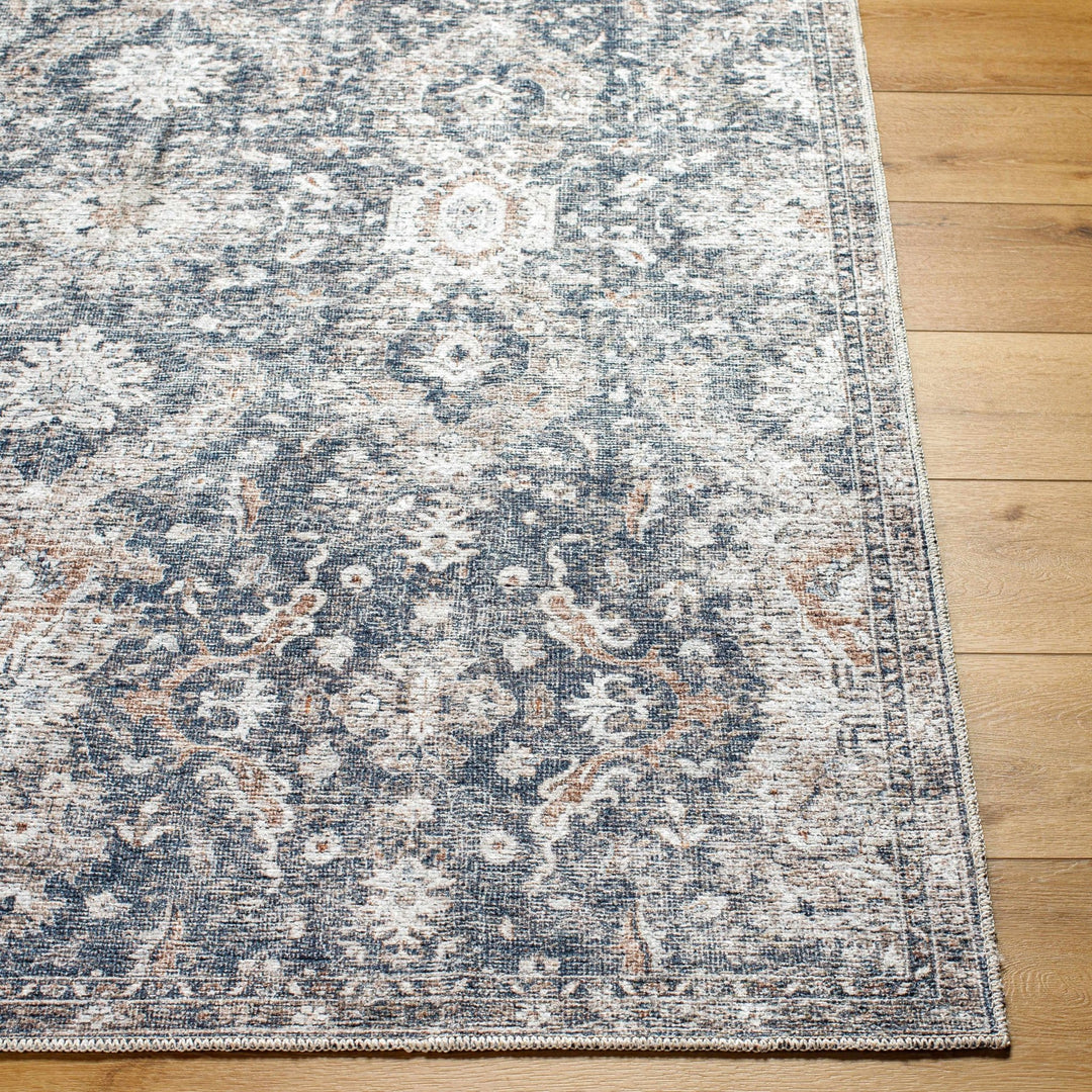 Arnaud Traditional Style Blue And Beige Washable Area Rug - The Rug Decor