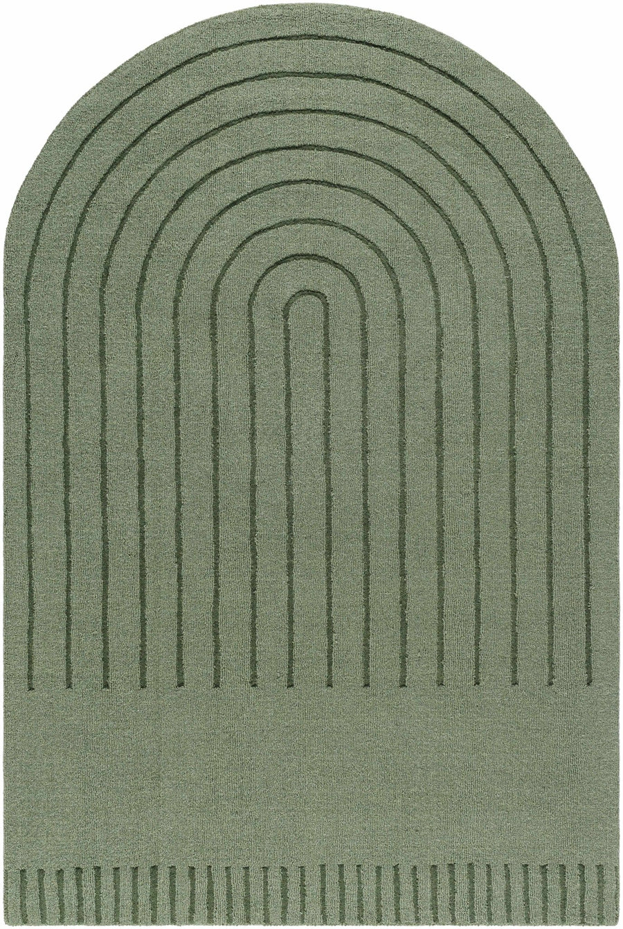 Arnona Modern Geometric Design Green Hand Loom Wool Area Rug - The Rug Decor