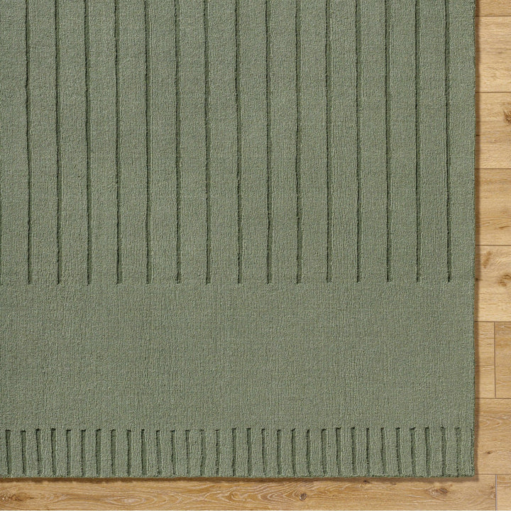 Arnona Modern Geometric Design Green Hand Loom Wool Area Rug - The Rug Decor