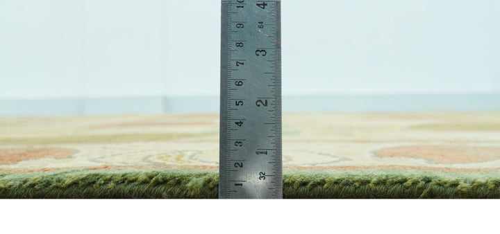 Art and Craft Design Olive Green And Brown Hand Knotted 8x10 Wool Area Rug - The Rug Decor