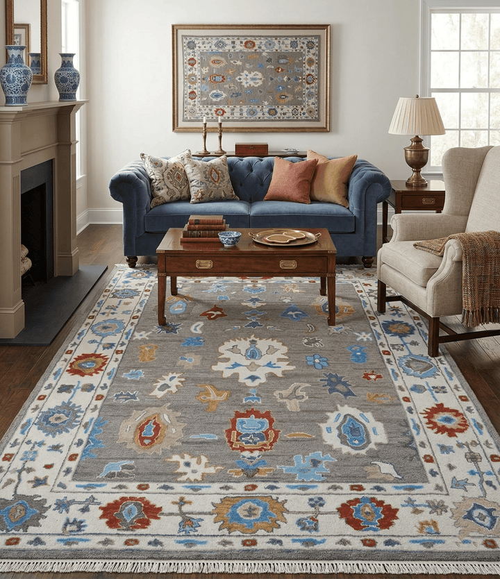 Artic Gray And Ivory Traditional Style Hand Tufted Wool Rug - The Rug Decor