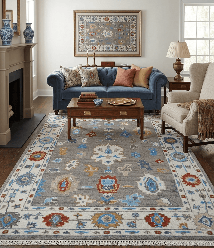 Artic Gray And Ivory Traditional Style Hand Tufted Wool Rug - The Rug Decor