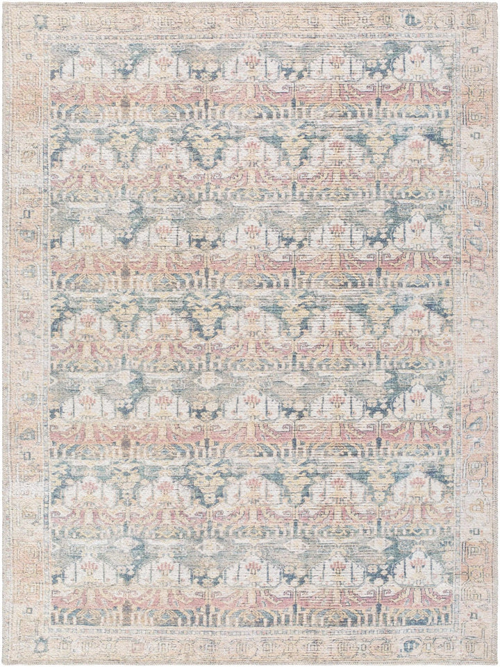 Arushi Traditional Style Green And Rust Washable Area Rug - The Rug Decor