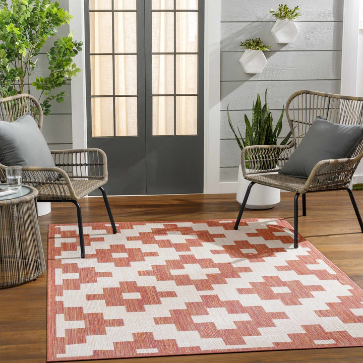 Arwa Contemporary Geometrical Peach And Orange Rug - The Rug Decor
