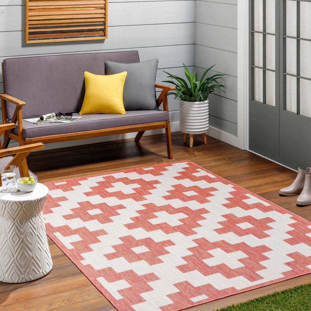 Arwa Contemporary Geometrical Peach And Orange Rug - The Rug Decor