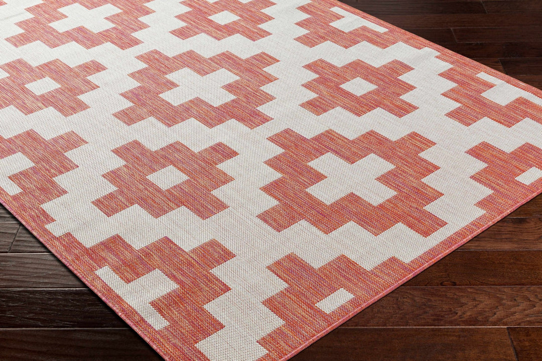 Arwa Contemporary Geometrical Peach And Orange Rug - The Rug Decor