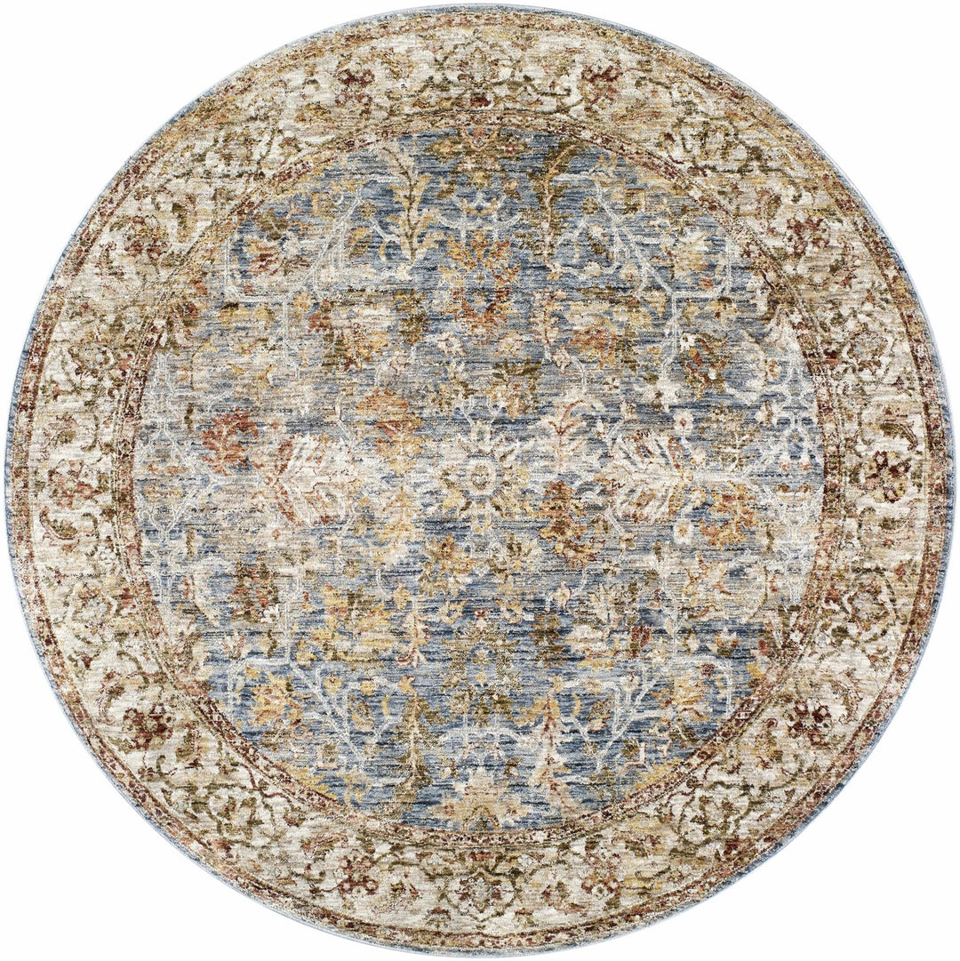 Asabi Traditional Style Blue And Rust Rug with Fringes - The Rug Decor