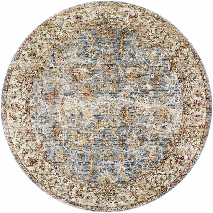 Asabi Traditional Style Blue And Rust Rug with Fringes - The Rug Decor