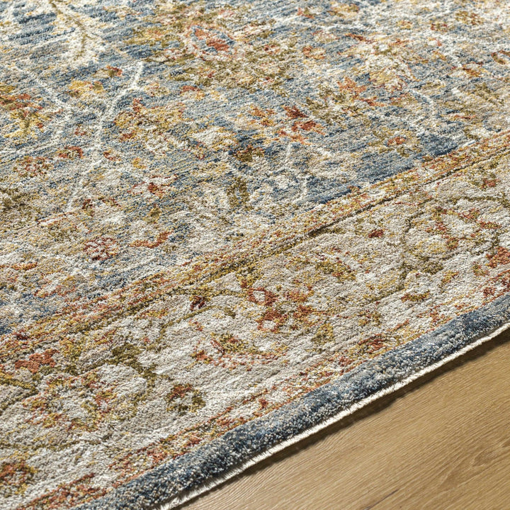 Asabi Traditional Style Blue And Rust Rug with Fringes - The Rug Decor