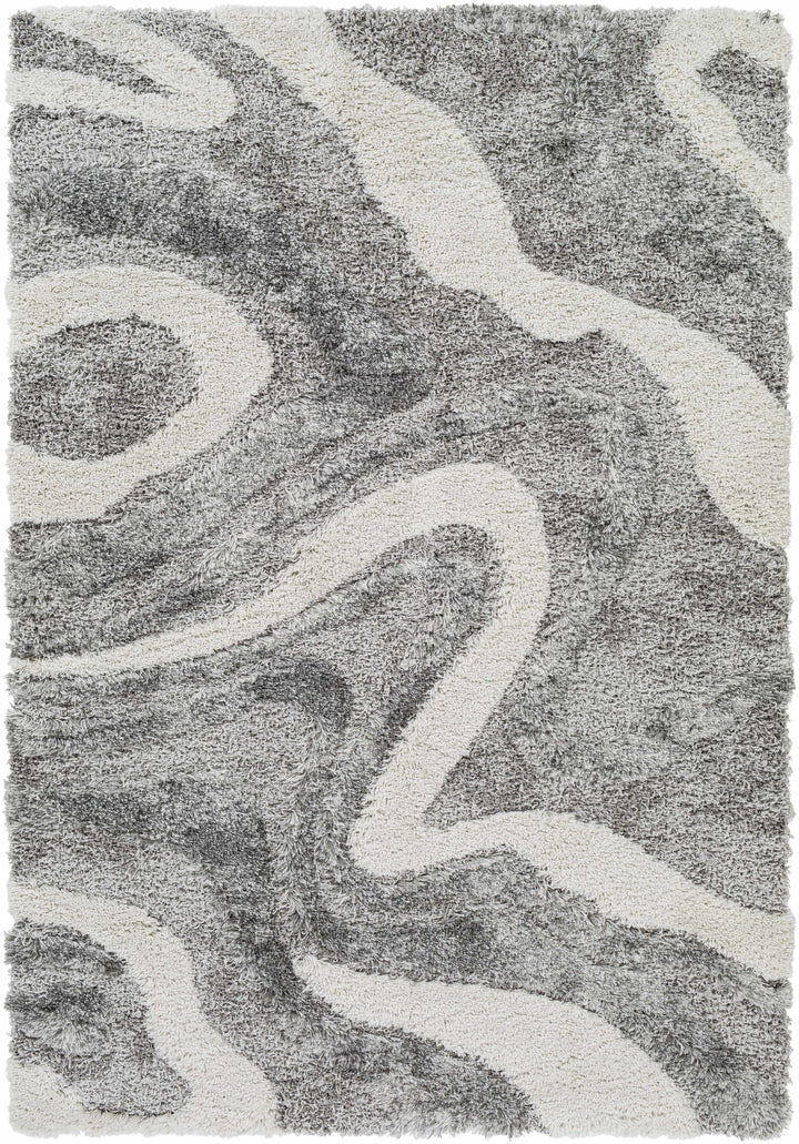 Asfordby Gray And Ivory Modern Abstract Design Area Rug