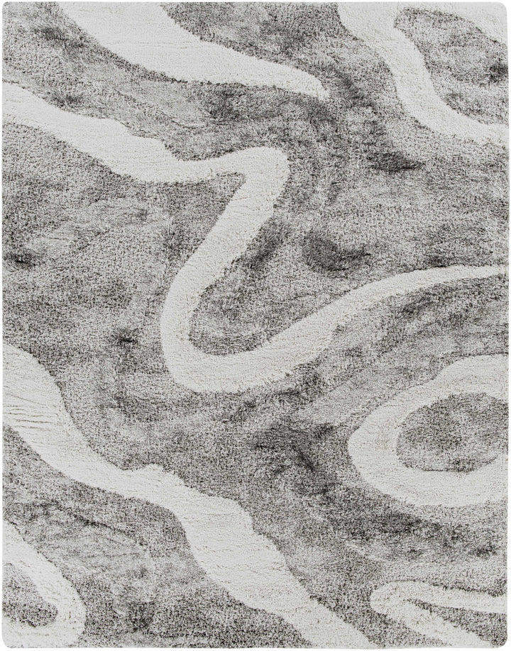 Asfordby Gray And Ivory Modern Abstract Design Area Rug